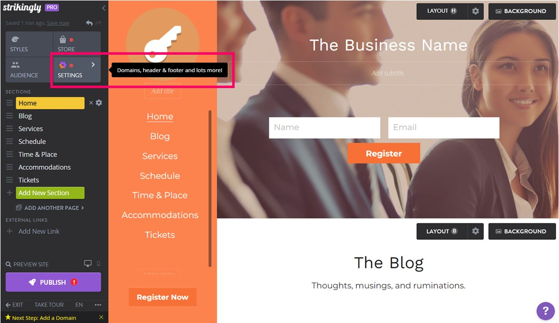Strikingly Site Editor Settings Strikingly Site Editor Settings